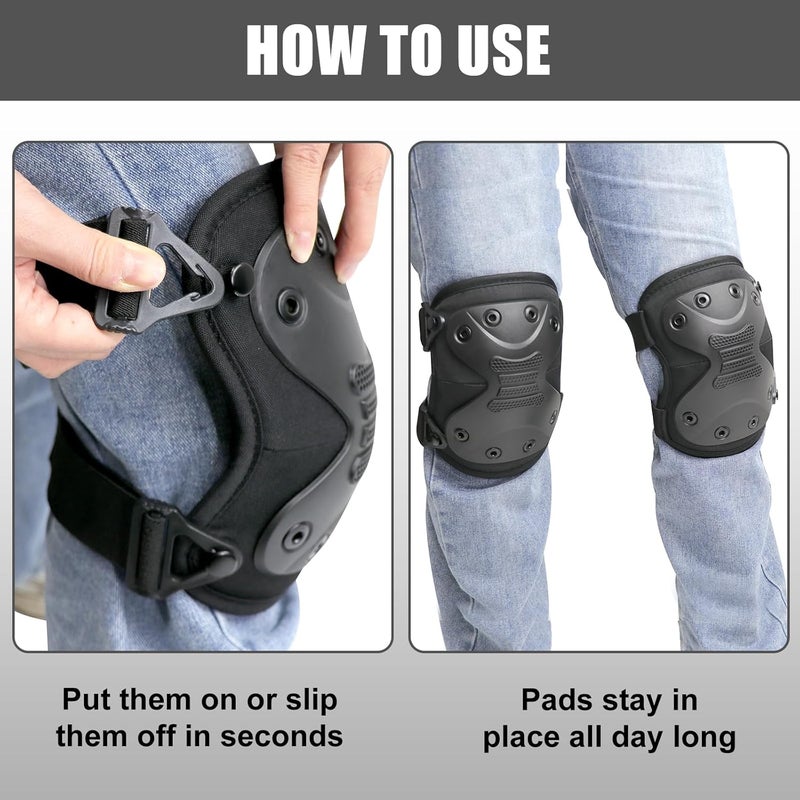 BZTAC Tactical Professional Combat Knee Protective Pads Set Advanced Tactical Gear Set for Outdoor CS Paintball Game Cycling Safety Skateboarding Gear Skates Airsoft Hunting Knee Protection Guard Pads - Image 5